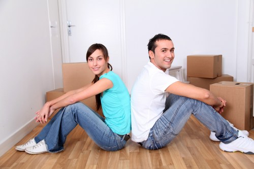 Packed boxes and furniture prepared for storage in Hounslow