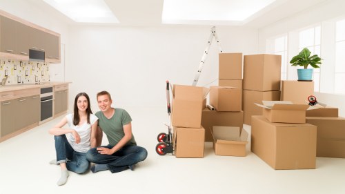 Loading a removal truck during a move in west London