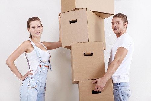 Boxes and furniture prepared for a load-based removal quote in Hounslow